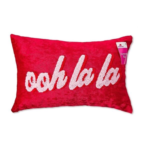 New Valentine's Day Velour Red Ooh La La Decorative Throw Pillow, 15.75" - Picture 1 of 6